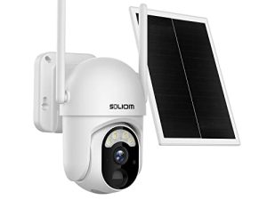 SOLIOM Solar Security Cameras Wireless Outdoor Battery Powered Mini Camera Pan Tilt 355°View with 1080p Night Vision