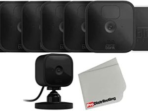 Outdoor Blink Wireless Security Camera with Mini Indoor Camera Bundle and Microfiber Cloth (Black - 6 Cam)