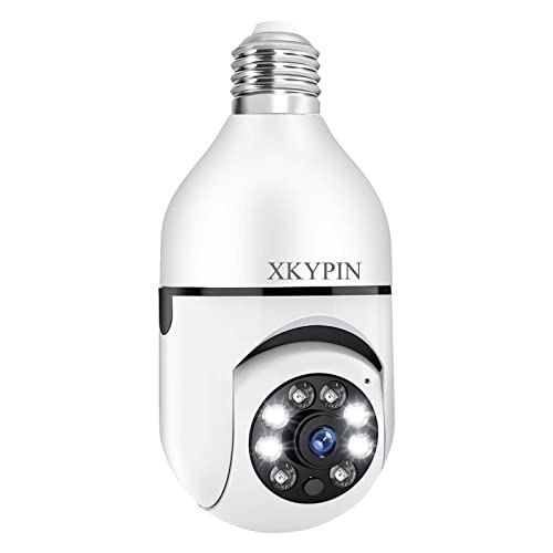 XKYPIN Security Camera Wireless WiFi Cam Bulb Light Socket Outdoor 1080P Pan Tilt Smart 360 Degree Panoramic IP Surveillance Cam with Color Night Vision Motion Detection Floodlight Alarm Indoor E27 XKYPIN Security Camera Wireless WiFi Cam Bulb Light Socket Outdoor 1080P Pan Tilt Smart 360 Degree Panoramic IP Surveillance Cam with Color Night Vision Motion Detection Floodlight Alarm Indoor E27