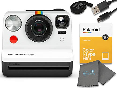 Polaroid Now I-Type Instant Film Camera - Black & White Bundle with a Color i-Type Film Pack (8 Instant Photos) and a Lumintrail Cleaning Cloth Polaroid Now I-Type Instant Film Camera - Black & White Bundle with a Color i-Type Film Pack (8 Instant Photos) and a Lumintrail Cleaning Cloth