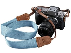 Light Blue Camera Strap - Double Layer top-grain Cowhide Ends