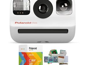 Polaroid Originals Go Instant Camera (White) with Film Double Packs and PhotoBox Kit Bundle (3 Items)