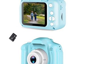 Acuvar Full 1080P Kids Selfie HD Compact Digital Photo and Video Rechargeable Camera with 32GB TF Card & 2" LCD Screen and Micro USB Charging Drop Proof (Blue)