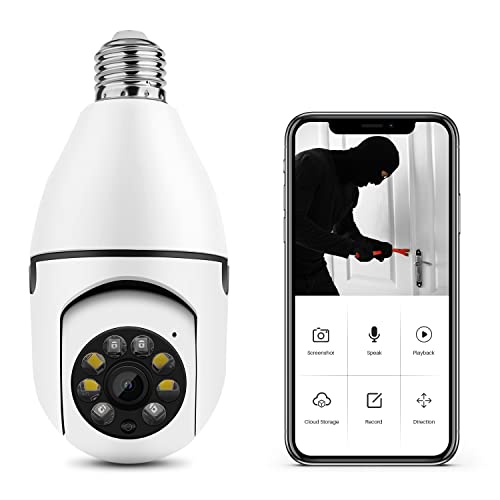 1080P 360°Rotate Auto Tracking Panoramic Camera Light Bulb Night Vision Wireless for WiFi PTZ IP Cam Remote Viewing Security E27 Interface Home Security Webcam Two Way Voice 1080P 360°Rotate Auto Tracking Panoramic Camera Light Bulb Night Vision Wireless for WiFi PTZ IP Cam Remote Viewing Security E27 Interface Home Security Webcam Two Way Voice