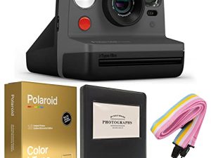 Polaroid Now I-Type Instant Camera - Black + Golden Moments Film - Holiday Everything Box Bundle
