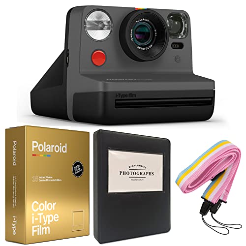 Polaroid Now I-Type Instant Camera - Black + Golden Moments Film - Holiday Everything Box Bundle Polaroid Now I-Type Instant Camera - Black + Golden Moments Film - Holiday Everything Box Bundle