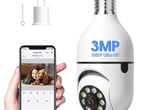 Wireless Light Bulb Camera 3MP WiFi Security Cameras Wireless Outdoor Surveillance Camera