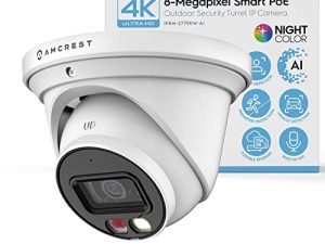 Amcrest 4K Night Color AI Turret IP PoE Camera 49ft Full Color Nightvision