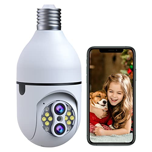 1Pcs Wireless Light Bulb Security Cameras - 10X Hybrid Zoom 2.4Ghz Wifi 360° Pan/tilt Panoramic Dual Lens Outdoor Light Socket Camera Real-time Motion Detection Alerts Two Way Talk Color Night Vision 1Pcs Wireless Light Bulb Security Cameras - 10X Hybrid Zoom 2.4Ghz Wifi 360° Pan/tilt Panoramic Dual Lens Outdoor Light Socket Camera Real-time Motion Detection Alerts Two Way Talk Color Night Vision