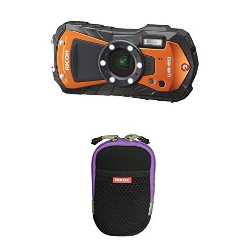 Ricoh WG-80 Orange Waterproof Digital Camera Shockproof Freezeproof Crushproof with Pentax Camera Case O-CC135 Ricoh WG-80 Orange Waterproof Digital Camera Shockproof Freezeproof Crushproof with Pentax Camera Case O-CC135