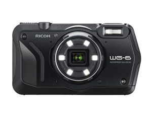 RICOH WG-6 Webcam Black Waterproof Camera 20MP Higher Resolution Images 3-inch LCD Waterproof 20m Shockproof 2.1m Underwater Mode 6-LED Ring Light for Macro Photography
