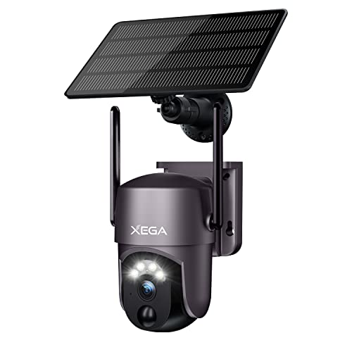 Xega Security Camera Outdoor WiFi Surveillance Cameras Wireless Solar Powered 360° PTZ with Spotlight & Siren Xega Security Camera Outdoor WiFi Surveillance Cameras Wireless Solar Powered 360° PTZ with Spotlight & Siren