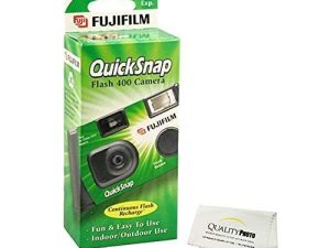 Fujifilm QuickSnap Flash 400 Disposable 35mm Camera (1 Pack) Bonus Hand Strap + Quality Photo Microfiber Cloth