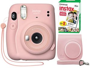 Fujifilm Instax Mini 11 Instant Camera Blush Pink + Minimate Custom Case + Fuji Instax Film 20 Sheets Twin Pack