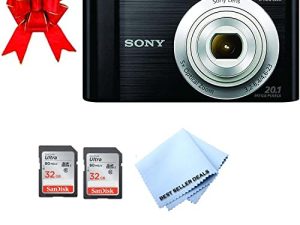 Sony W800/B 20.1 MP Digital Camera (Black) + 2X 32GB Memory Card Bundle