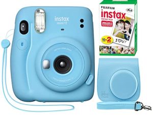 Fujifilm Instax Mini 11 Instant Camera Sky Blue + Minimate Custom Case + Fuji Instax Film 20 Sheets Twin Pack