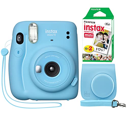 Fujifilm Instax Mini 11 Instant Camera Sky Blue + Minimate Custom Case + Fuji Instax Film 20 Sheets Twin Pack Fujifilm Instax Mini 11 Instant Camera Sky Blue + Minimate Custom Case + Fuji Instax Film 20 Sheets Twin Pack