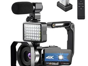 OIEXI 4K Camera for YouTube Videos HD Camcorder with LED Light Digital Vlog Camera with 16X Digital Zoom and Night Vision