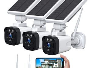 CAMBLINK [4MP Night Vision+Motion Detection] Wireless Solar Security Camera System for Home Outdoor (3 Cameras with Base Station)