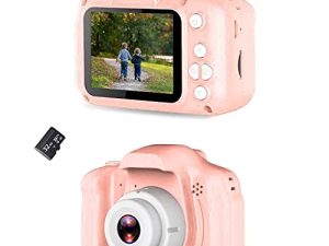 Acuvar Full 1080P Kids Selfie HD Compact Digital Photo and Video Rechargeable Camera with 32GB TF Card & 2" LCD Screen and Micro USB Charging Drop Proof (Pink)