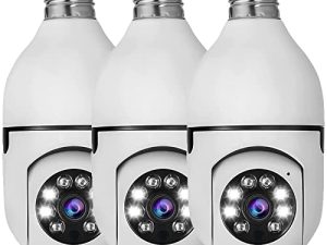 Hoibampu 3 Pack Wireless Outdoor Light Bulb Camera 1080P HD Indoor WiFi Smart Security Home Cam with 2-Way Audio Color Night Vision Human Motion Detection Alarm