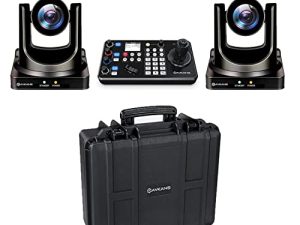 AVKANS 30X NDI PTZ Camera Kits - 2pcs 30X NDI Camera with 1pcs IP Joystick Controller Package for Church Live Streaming Video Production（2X AV-CM20-NDI and 1x AV-Joy-IP）
