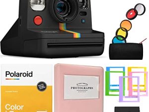 Polaroid Now+ Instant Film Camera - Black | i-Type Color Film | Album | Plastic Frames