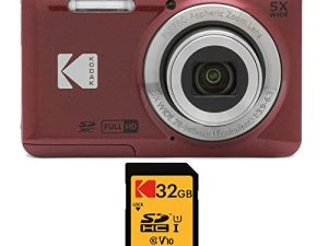 Kodak PIXPRO Friendly Zoom FZ55 (Red) with 32GB Memory Card Bundle