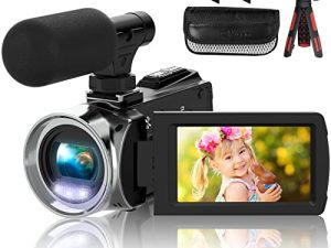 Hojocojo Video Camera Camcorder Full HD 2.7K 30FPS 36.0 MP Vlogging Camera Recorder for YouTube 3.0 Inch IPS Screen 18X Digital Zoom Camcorders Camera with 2 Batteries & Tripod