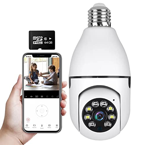 Wireless Light Bulb Camera 2.4GHz WiFi 360 Degree Socket Cameras for Home Security 1080p Smart Panoramic Cam Home Surveillance Camera System with Night Vision Motion Detection and Alarm Wireless Light Bulb Camera 2.4GHz WiFi 360 Degree Socket Cameras for Home Security 1080p Smart Panoramic Cam Home Surveillance Camera System with Night Vision Motion Detection and Alarm