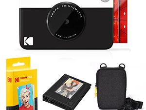 Kodak Printomatic Instant Camera Bundle (Black) Zink Paper (20 Sheets) - Case - Photo Album - Hanging Frames.