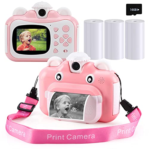 Barchrons Instant Print Digital Kids Camera 1080P Rechargeable Kids Camera for Girls Video Camera with 32G SD Card Gift for 6-12 Years Old Girls Boys Barchrons Instant Print Digital Kids Camera 1080P Rechargeable Kids Camera for Girls Video Camera with 32G SD Card Gift for 6-12 Years Old Girls Boys