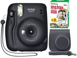 Fujifilm Instax Mini 11 Instant Camera Charcoal Gray + Minimate Custom Case + Fuji Instax Film 20 Sheets Twin Pack