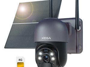 Xega 4G LTE Cellular Security Camera with 20W Solar Panel 20000mAh Built-in Battery - [24/7 Record] Solar No WiFi Security Camera Wireless Outdoor