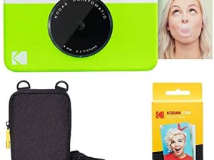 Kodak Printomatic Instant Camera (Green) Basic Bundle + Zink Paper (20 Sheets) + Deluxe Case