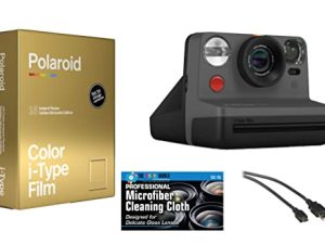 Polaroid Now i-Type Instant Film Camera (Black) + Polaroid Golden Moments Film Double Pack Gift Bundle