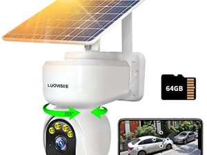 Luovisee Wireless Solar Outdoor Home Security WiFi Camera PTZ Full Color Night Vision with Audio