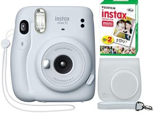 Fujifilm Instax Mini 11 Instant Camera Ice White + Minimate Custom Case + Fuji Instax Film 20 Sheets Twin Pack