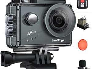 LeadEdge Action Camera 4K EIS Stabilization WiFi 20MP 2.0'' IPS Screen HD Waterproof Camera Sports Cam Underwater 131ft Action Cam Diving Remote Control External MIC Helmet Camera