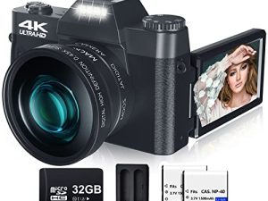 Digital Camera for Photography and Video VJIANGER 4K 48MP Vlogging Camera for YouTube with 180° Flip Screen