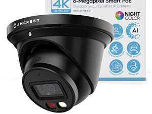 Amcrest 4K Night Color AI Turret IP PoE Camera 49ft Full Color Nightvision