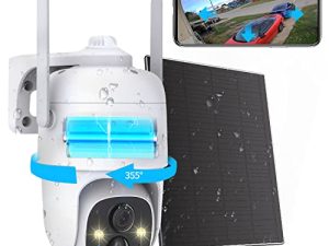 Wireless Solar Outdoor Security 2K PTZ AI Motion Detection Audio WiFi Camera