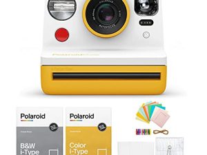 Polaroid Originals Now Viewfinder i-Type Instant Camera Yellow Bundle w/Color & B&W Instant Film & Polaroid Accessory Kit (4 Items)