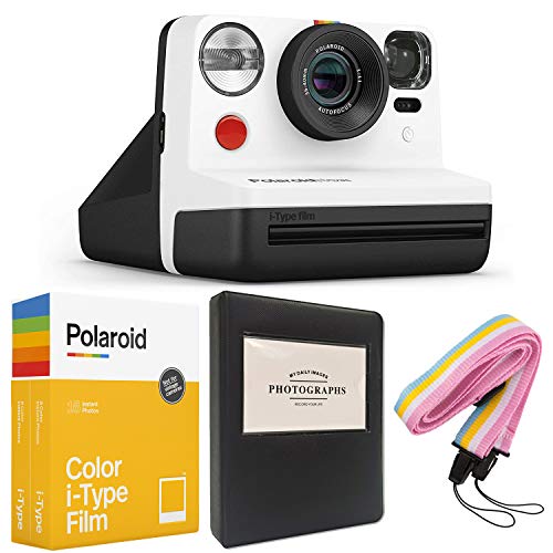 Polaroid Now i-Type Instant Camera - Black & White + Polaroid Color i-Type Film (16 Sheets) + Black Album + Neck Strap - Gift Bundle Polaroid Now i-Type Instant Camera - Black & White + Polaroid Color i-Type Film (16 Sheets) + Black Album + Neck Strap - Gift Bundle