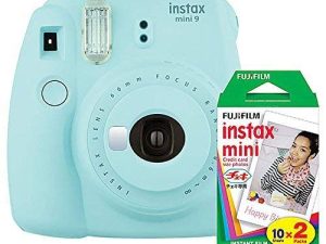 Fujifilm instax Mini 9 Instant Camera (Ice Blue) with Film Twin Pack Bundle (2 Items)