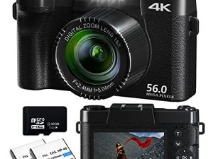 Digital Camera for Photography NIKICAM 4K 56MP Point and Shoot Camera with Manualfocus