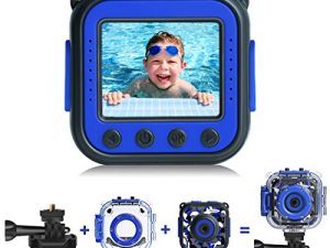 PROGRACE [Upgraded] Kids Waterproof Camera Action Video Digital Camera 1080 HD Camcorder for Boys Toys Gifts Build-in Game(Blue)