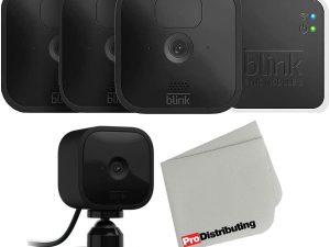 Outdoor Blink Wireless Security Camera with Mini Indoor Camera Bundle and Microfiber Cloth (Black - 3 Cam)