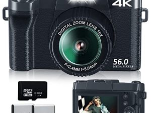 4K Digital Camera for Photography NIKICAM 56MP Vlogging Camera for YouTube with Manualfocus