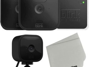 Outdoor Blink Wireless Security Camera with Mini Indoor Camera Bundle and Microfiber Cloth (Black - 2 Cam)